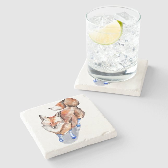 Fox in Socks Stone Coaster (Side)
