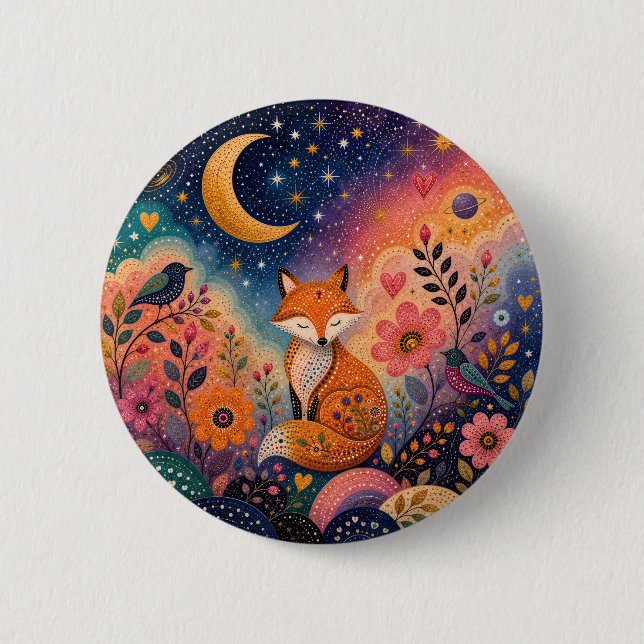 Fox in Star Garden 2 Inch Round Button (Front)
