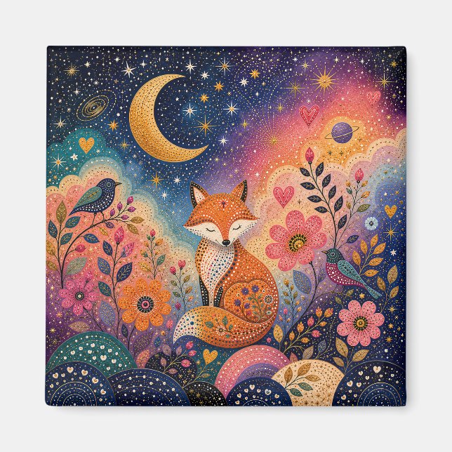 Fox in Star Garden Magnet (Front)