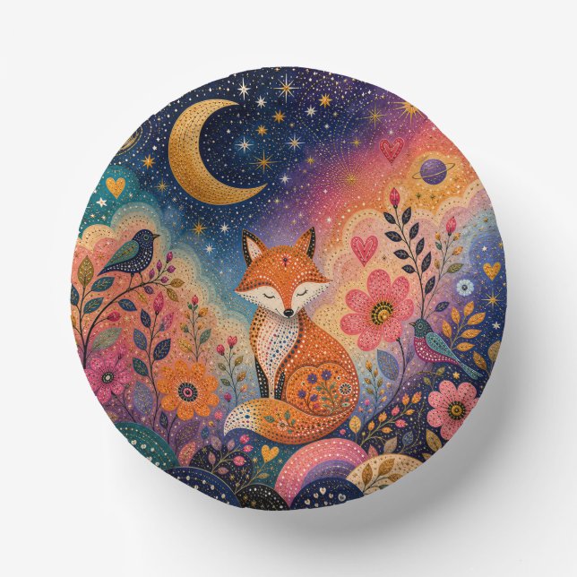 Fox in Star Garden Paper Plate (Front)
