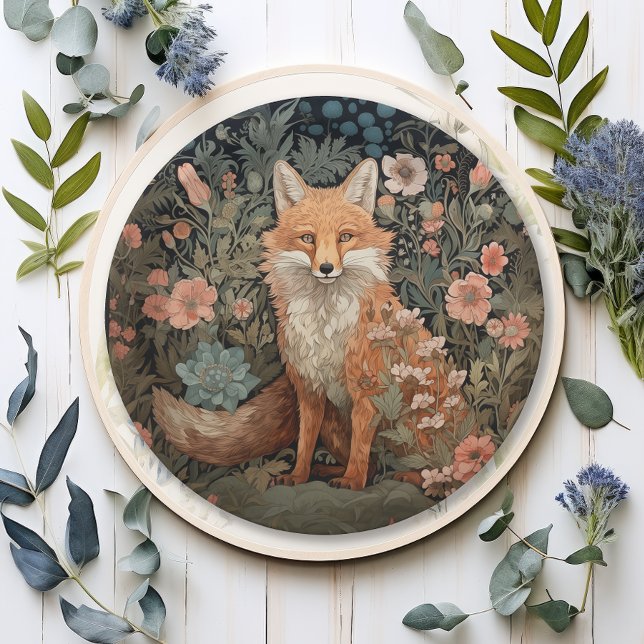 Fox in the Autumn Garden William Morris Style Paper Plate (Creator Uploaded)