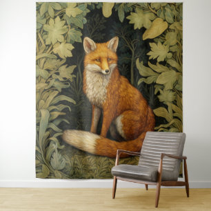 Fox in the forest, Art nouveau style Tapestry