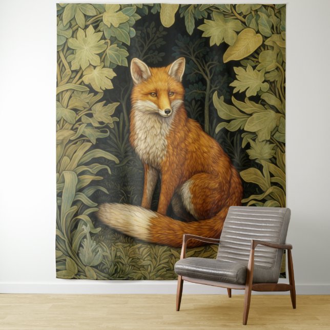 Fox in the forest, Art nouveau style Tapestry (In Situ)