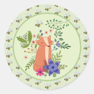 fox in the forest classic round sticker