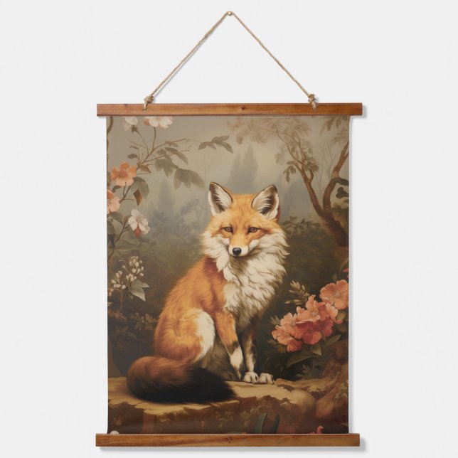 Fox in the forest moody Victorian Hanging Tapestry (Front)