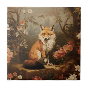 Fox in the forest moody Victorian Tile