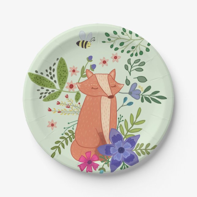 fox in the forest paper plate (Front)
