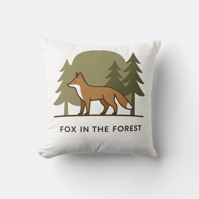 Fox in the Forest Throw Pillow (Front)