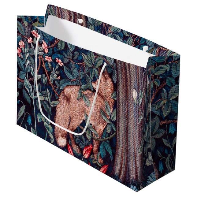 Fox in The Forest, William Morris Large Gift Bag (Front Angled)