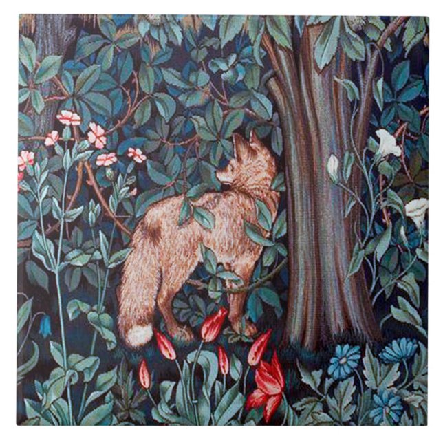 Fox in The Forest, William Morris Tile (Front)