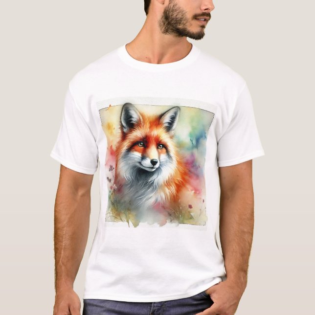 Fox in the Serene Forest 230924AREF126 - Watercolo T-Shirt (Front)
