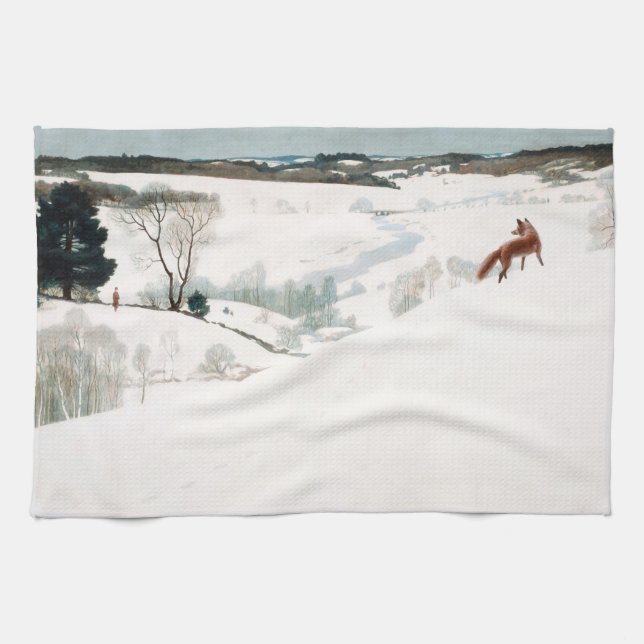 Fox in the Snow, 1935 by Newell Convers Wyeth Kitchen Towel (Horizontal)