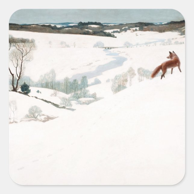 Fox in the Snow, 1935 by Newell Convers Wyeth Square Sticker (Front)