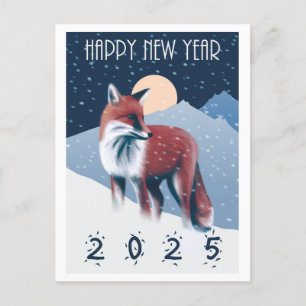 Fox In The Snow Happy New Year 2025 Postcard