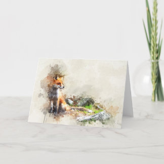 Fox in the wild painting card
