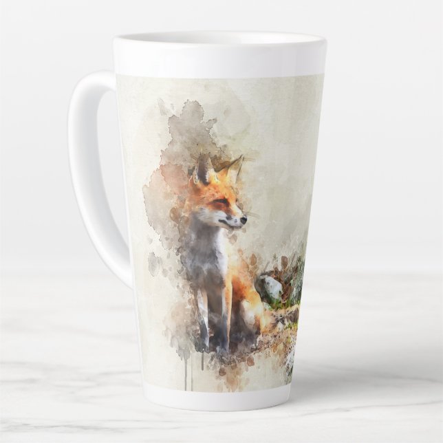 Fox in the wild painting latte mug (Left Angle)