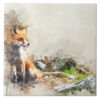 Fox in the wild painting tile
