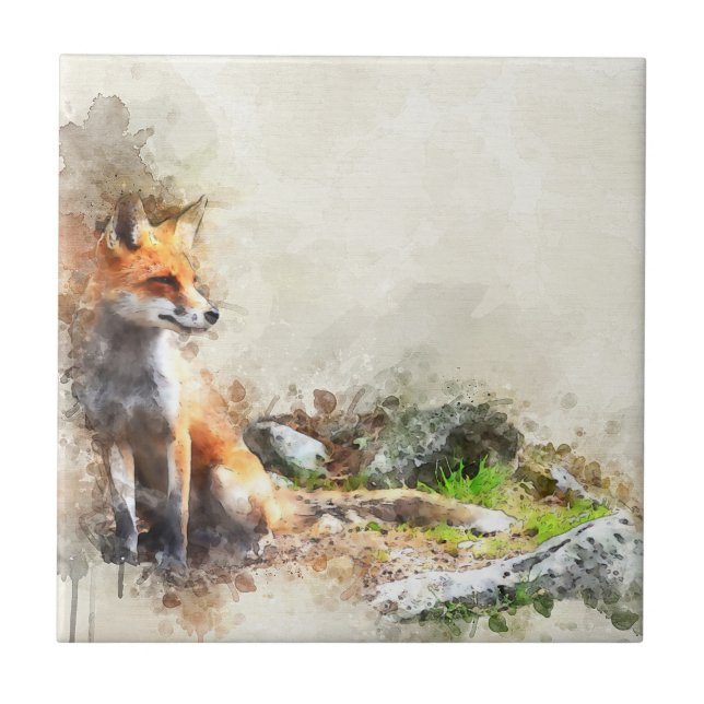 Fox in the wild painting tile (Front)