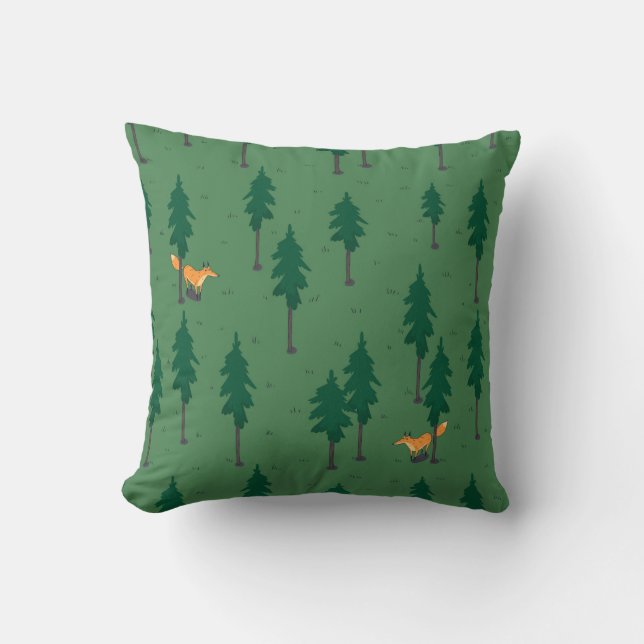 Fox in the woods. throw pillow (Front)