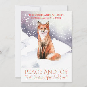 Fox In Winter Snow Business Christmas Holiday Card