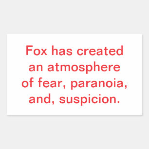 Fox Incites Fear & Paranoia Hankamer Artjunkhaus  Sticker