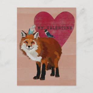 FOX & INDIGO BIRDS VALENTINE'S Postcard
