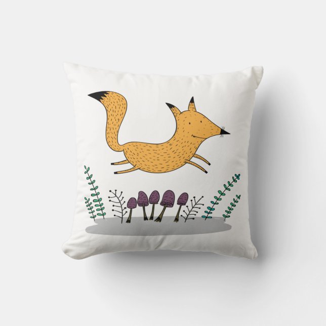 Fox Jump Throw Pillow (Front)