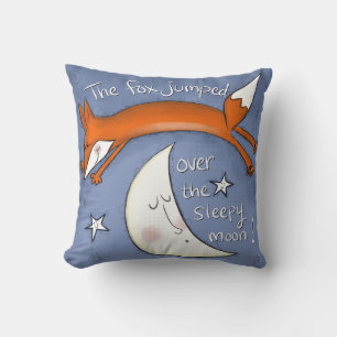 Fox Jumped Over the Moon Throw Pillow