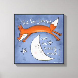 Fox  Jumps Over the Moon Canvas Print