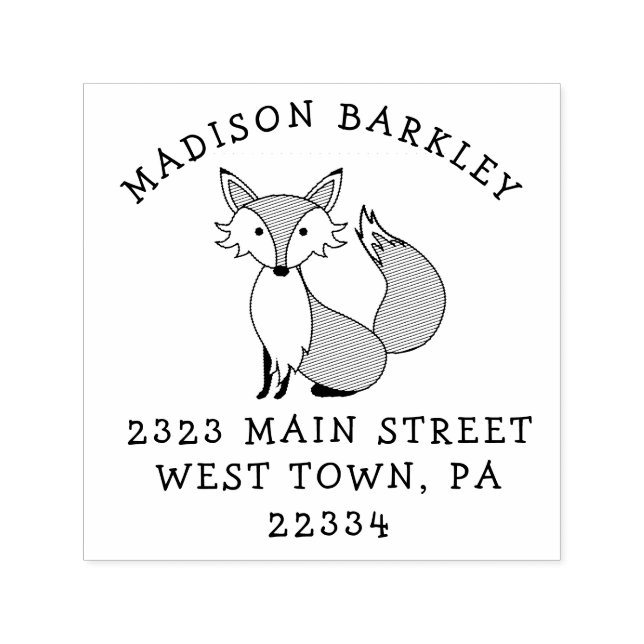 Fox Kid Cute Woodland Animal Return Address Stamp (Design)