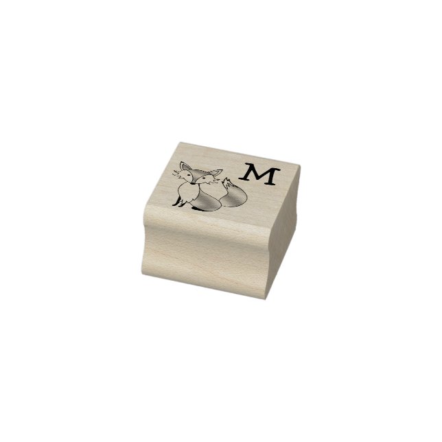 Fox Kid's Cute Woodland Animal Monogram Initial Rubber Stamp (Stamp)
