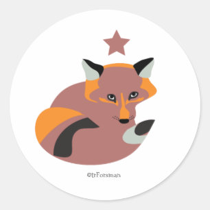 Fox kit with Christmas star sticker.v2 Classic Round Sticker