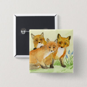 Fox Kits 2 Inch Square Button