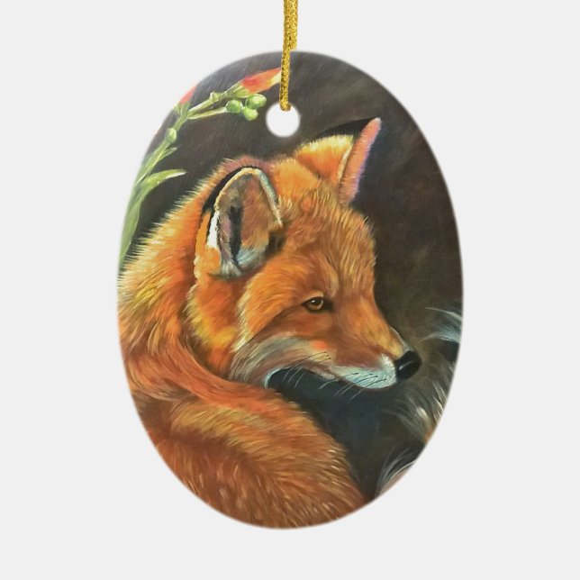 fox landscape paint painting hand art nature ceramic ornament (Front)