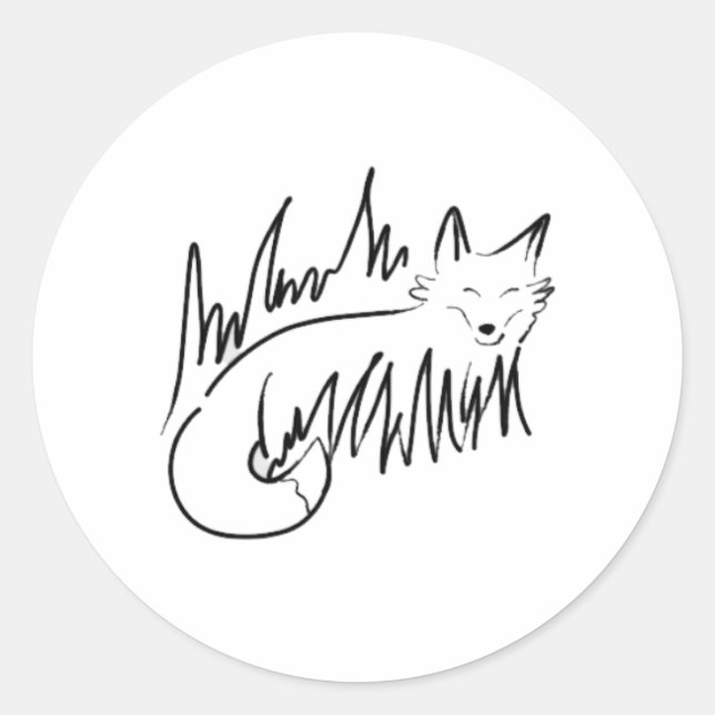 Fox Line Art Classic Round Sticker (Front)