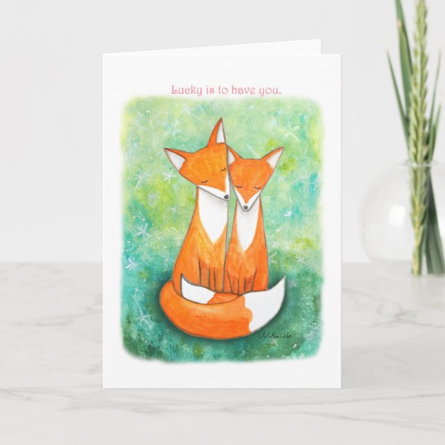 Fox Love Couple Valentine's day, Anniversary gift Card (Front)