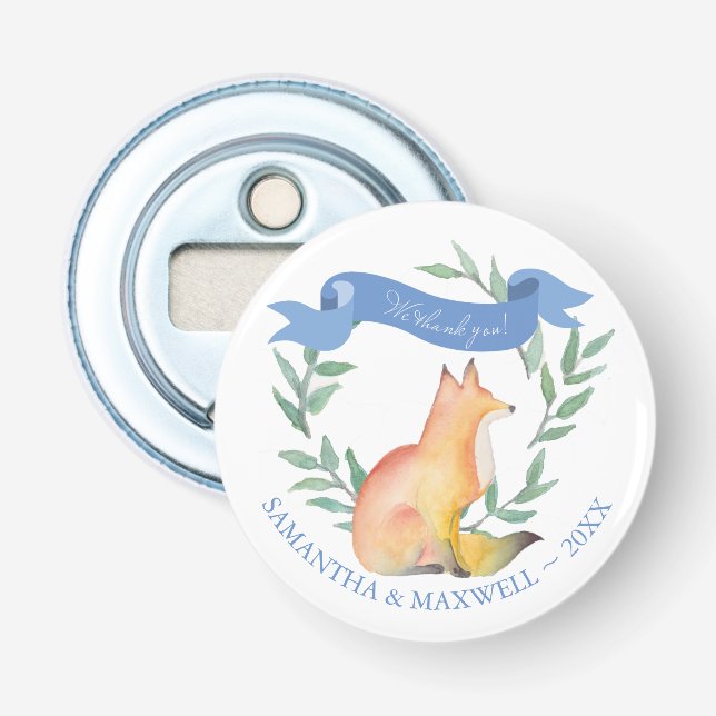 Fox Magnetic Baby Shower Favour Bottle Opener (Front)