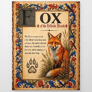 Fox, Medieval Bestiary Art Postcard