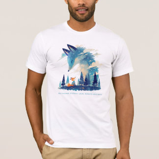 Fox meeting Cosmic fox spirit in starry sky art T-Shirt
