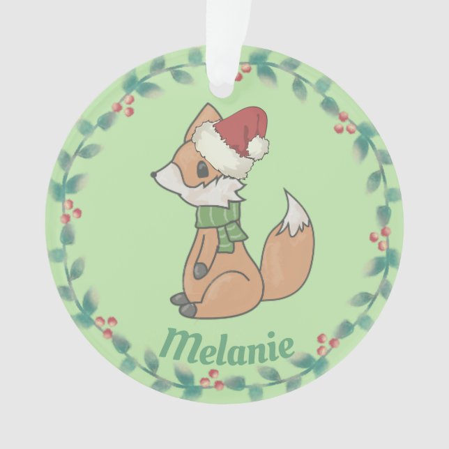 Fox mignon de Noël et guirlande personnalisés (devant)