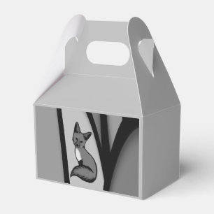 Fox Modern Art Design in Silver Favor Box
