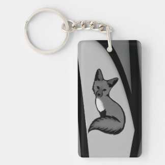 Fox Modern Art Design in Silver Keychain