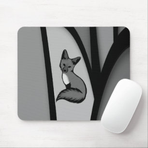 Fox Modern Art Design in Silver Mouse Pad