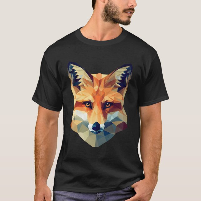 Fox Modern Polygon Style Animal T-Shirt (Front)