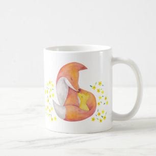Fox mom and Baby Mug Red Fox Art Gift for Mother
