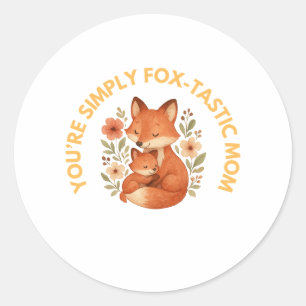 Fox Mom Mother's Day Classic Round Sticker