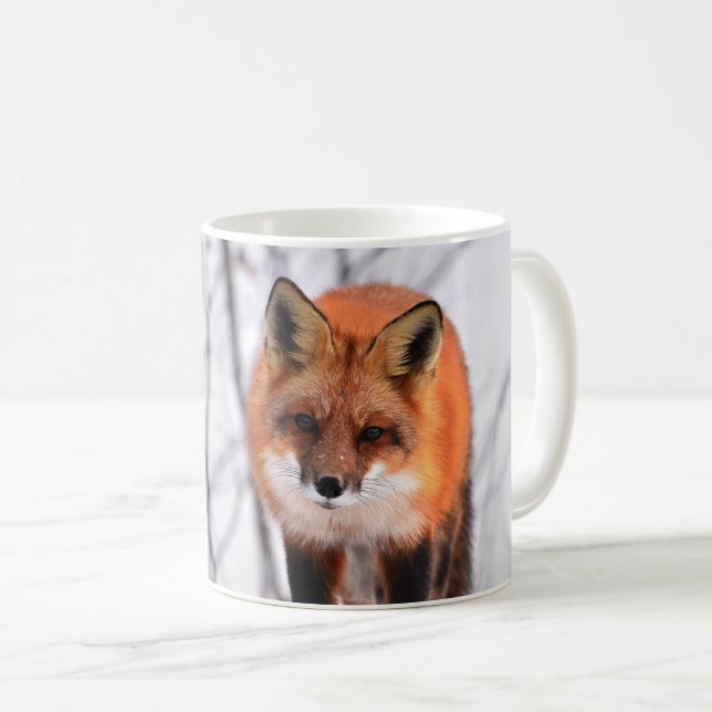 fox mug, fox coffee mug, winter fox gift mug (Front Right)