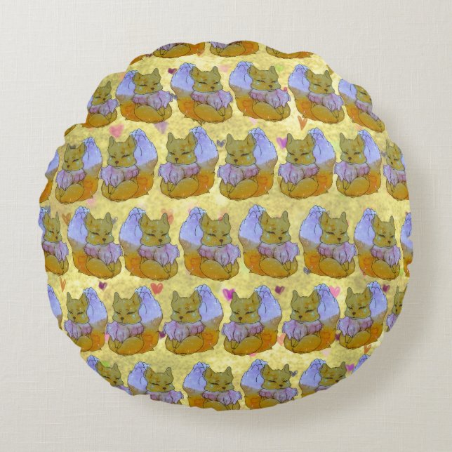 Fox named Dice Round Pillow (Front)
