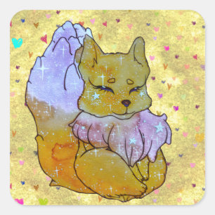 Fox named Dice Square Sticker