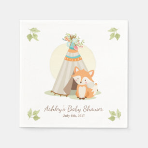 Fox Napkins woodland Baby shower Teepee pow wow